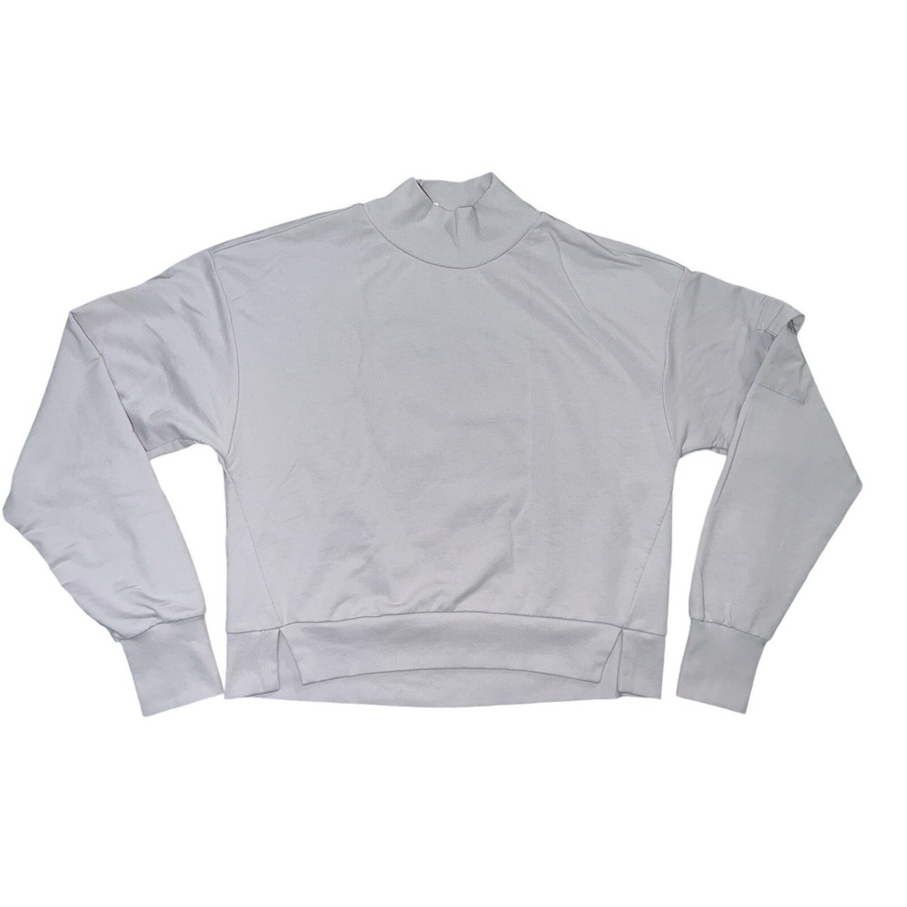 All In Motion French Terry Small Sweatshirt Lilac Cropped Mock Neck Thumbholes S